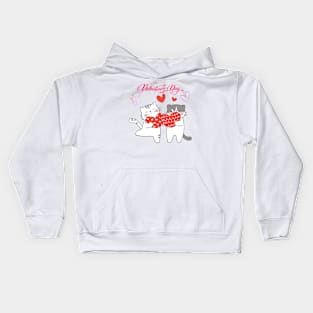 VALENTINES DAY! Cute Fun Little Kittens Kids Hoodie